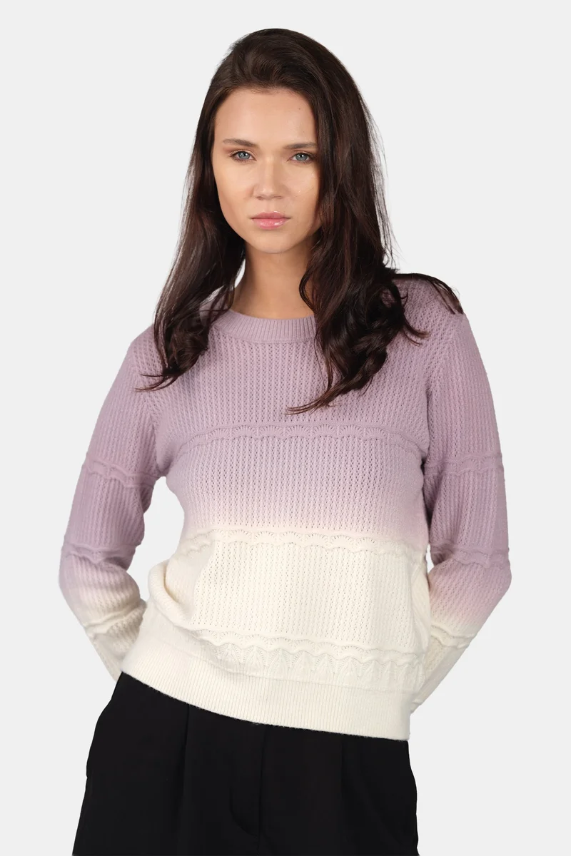 فيرجيو Self Design Viscose Ombre Finish Knit Pullover for Women
