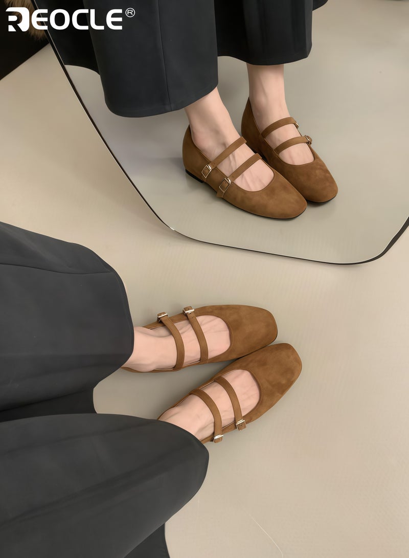 ريوكل حذاء ماري جين النسائي الكلاسيكي من تينسلي بكعب منخفض ومناسب مريح، مسطح منخفض مناسب للتنسيق السهل للارتداء اليومي - Image 3