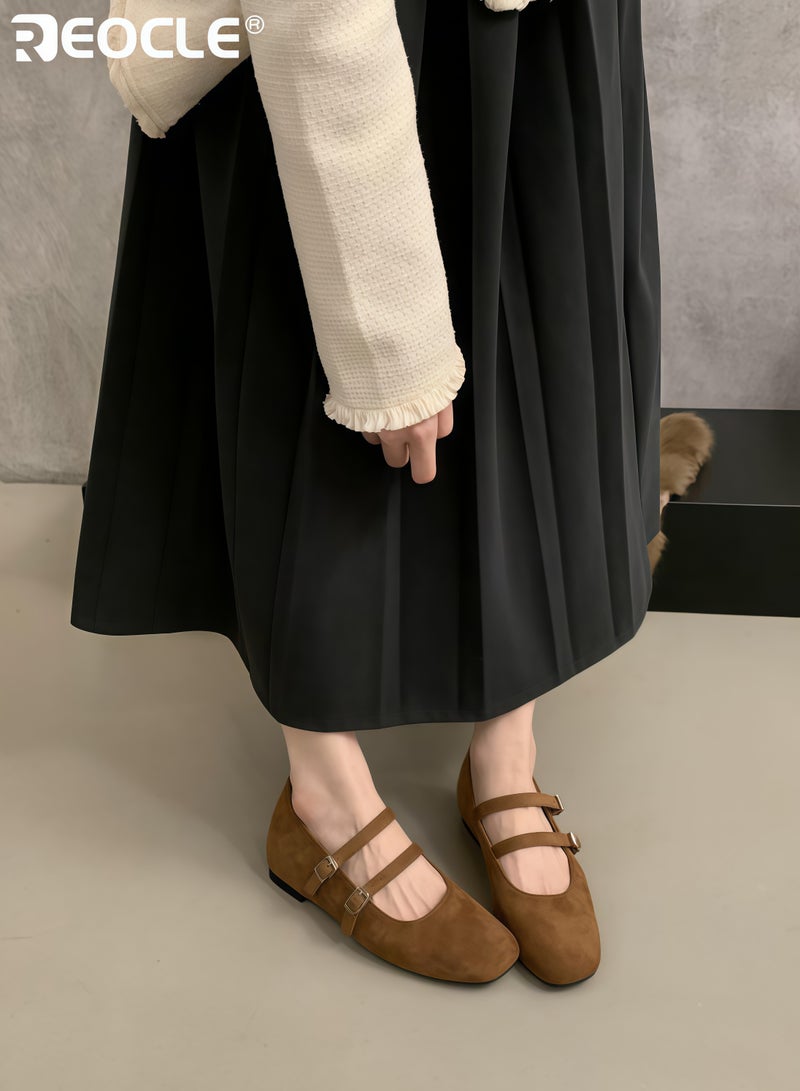 REOCLE Women's Classic Tinsley Mary Jane Shoe with Low Heel and Comfortable Fit Casual Low-Cut Flat with Easy Matching for Daily Leisure Wear - Image 2