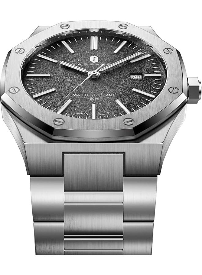 Sapphero Watch for Men Stainless Steel Mens Watches Waterproof Analog Quartz Movement Wrist Watch Gifts for Men - Image 2