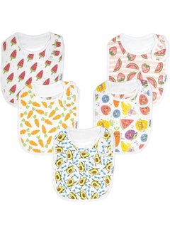 KiddyStar KiddyStar Cotton Adjustable Bibs for Unisex (Carrots & Cados) Pack of 5, Extra Large  - Image 1