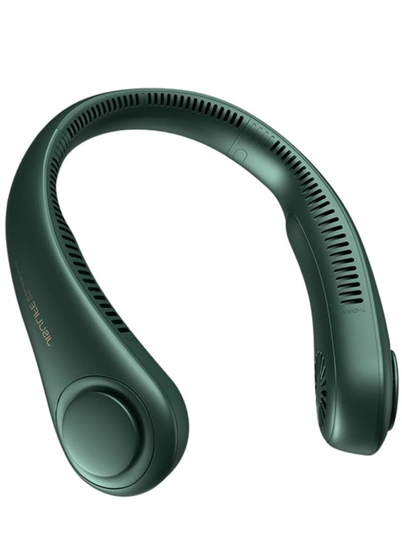 جيسيو لايف مروحة JISULIFE للرقبة محمولة، يمكن ارتداؤها شخصيًا مع بطارية قابلة لإعادة الشحن، تصميم تبريد بدون شفرات أثناء السفر مع رياح قوية، 3 سرعات، هادئة، هدايا للرجال/النساء/الأب/الأم - أخضر - Image 1