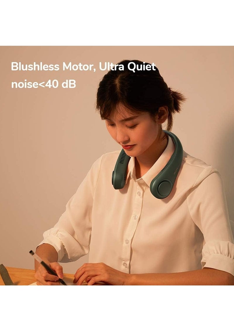 جيسيو لايف مروحة JISULIFE للرقبة محمولة، يمكن ارتداؤها شخصيًا مع بطارية قابلة لإعادة الشحن، تصميم تبريد بدون شفرات أثناء السفر مع رياح قوية، 3 سرعات، هادئة، هدايا للرجال/النساء/الأب/الأم - أخضر - Image 4