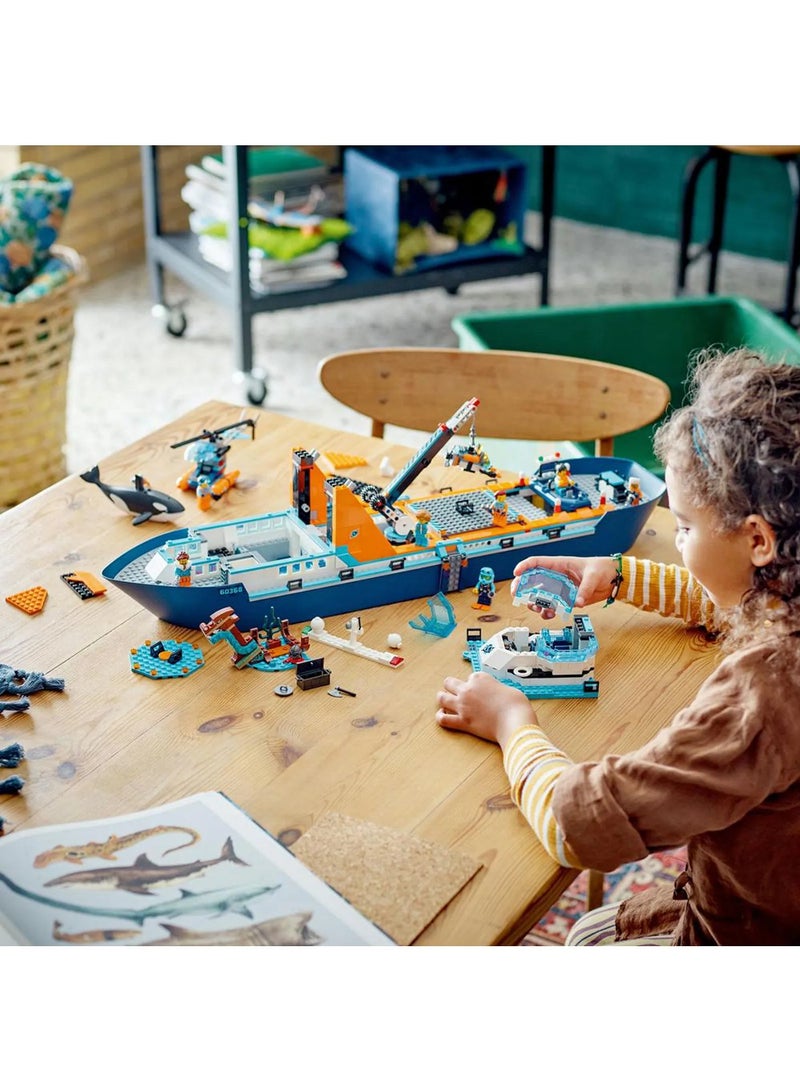 LEGO City Arctic Explorer Ship 60368 Playset - 815pcs, Floatable Boat, Helicopter, Sub, 7 Minifigs, Orca - Image 5