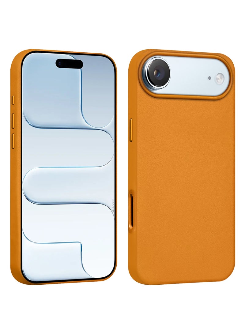 CATANES 2 Pieces Premium Leather Case for iPhone 17 Air – Shockproof - Waterproof - Matte Finish - Anti-Slip - Slim Fit with 3D Screen Protector - Light Brown - Image 4