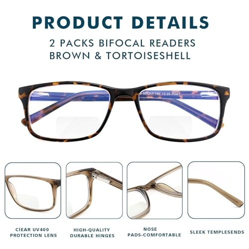 Kafirlo Bifocal Reading Glasses Women Men Blue Light Blocking Computer Progressive Reader Clear Top No Line Wide Square Frame +1.50 - Image 4