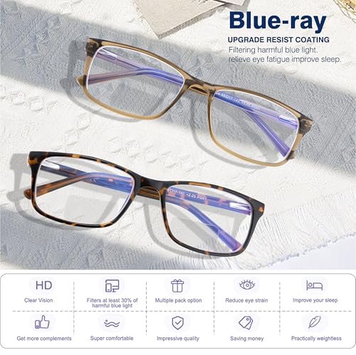 Kafirlo Bifocal Reading Glasses Women Men Blue Light Blocking Computer Progressive Reader Clear Top No Line Wide Square Frame +1.50 - Image 3