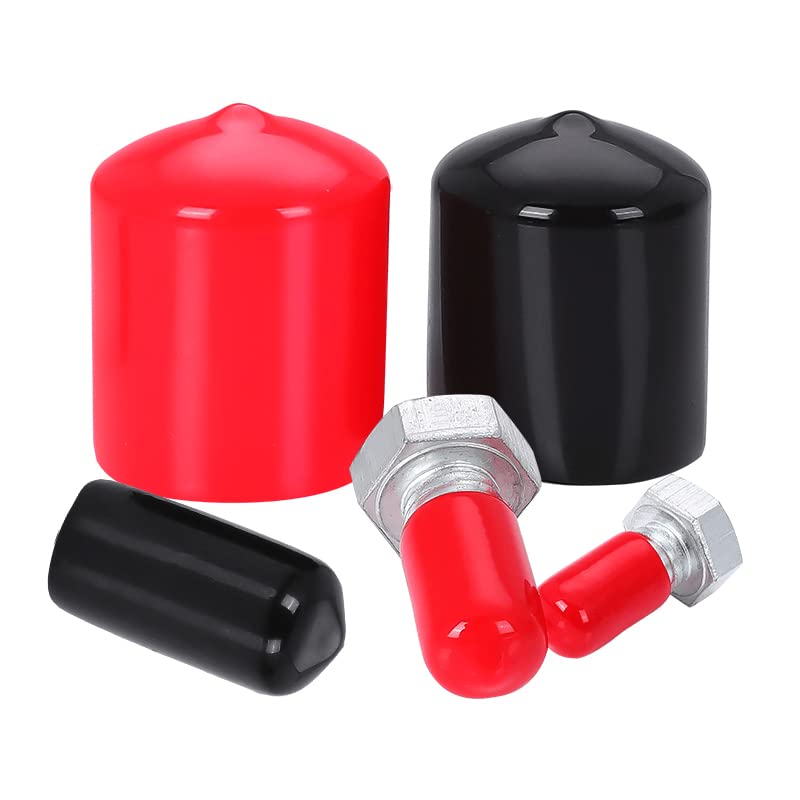 Ohamtes 50PCS ID9.5mm(3/8") red PVC Rubber end caps, Vinyl Flexible end caps, Round Pipe end caps, Bolt Thread Protector Safety caps - Image 4
