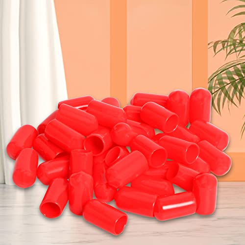Ohamtes 50PCS ID9.5mm(3/8") red PVC Rubber end caps, Vinyl Flexible end caps, Round Pipe end caps, Bolt Thread Protector Safety caps - Image 5