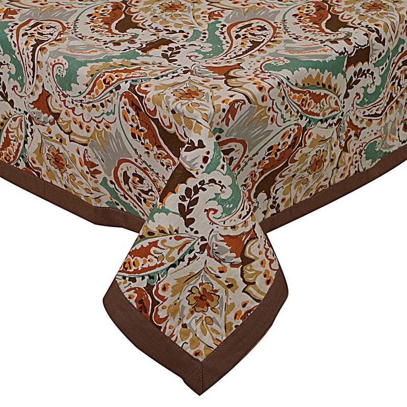 INDHOME LIFE INDHOME LIFE 100 Cotton Rectangular Center Table Cover 4 Seater 40 inch 60 inchAbstract Pattern Jaipuri Style Cloth Protector for Tables Brown ColourSet of 1 pcs - Image 2
