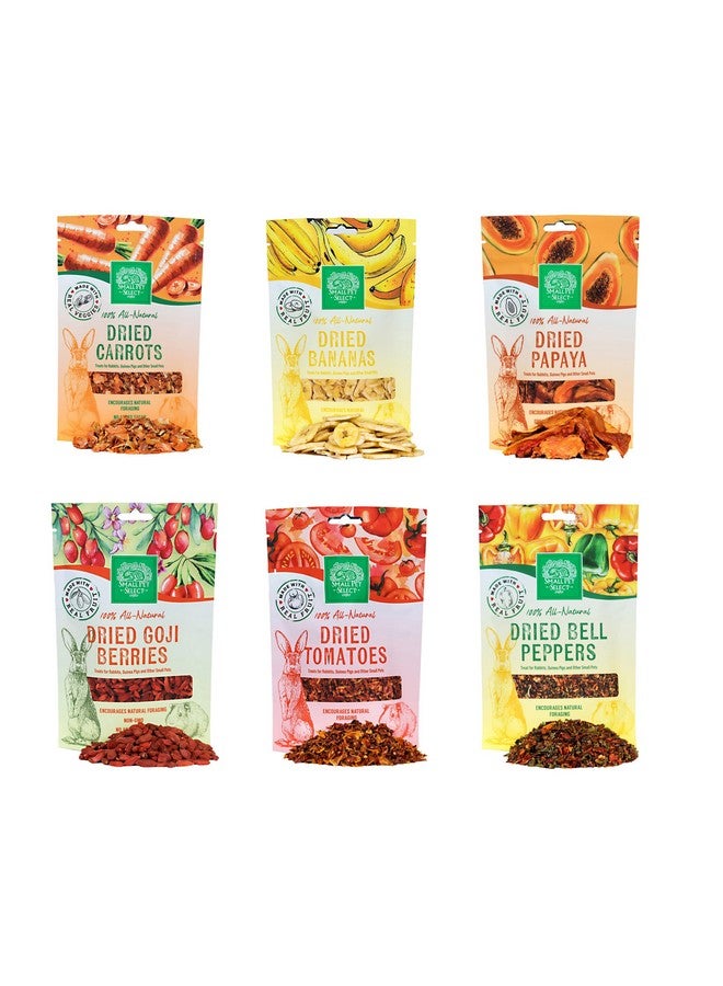 Small Pet Select - Dried Fruits and Veggies Sampler, a Natural Treat for Rabbits, Guinea Pigs, and Other Small Animals, Six Flavors! - 2oz Each - Image 1