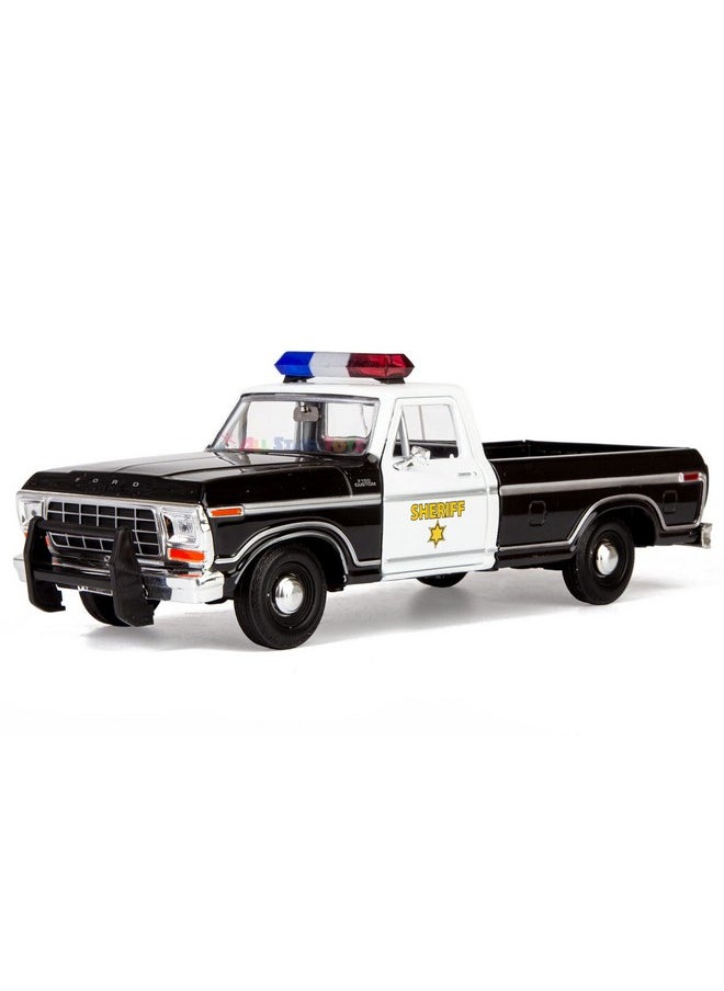 موتورماكس شاحنة فورد F-150 شريف موديل 1979 من Motormax All Star Toys، شاحنة شرطة F150 كلاسيكية بمقياس 1:24، سيارة مصبوبة قابلة للتحصيل، لون أسود، 76986 (شريف)  - Image 2