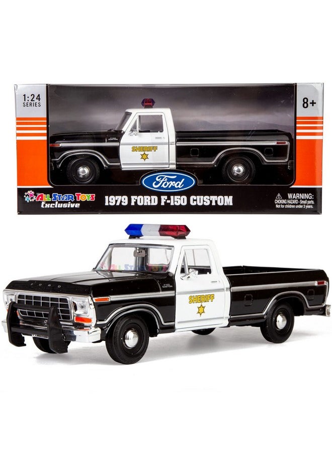 موتورماكس شاحنة فورد F-150 شريف موديل 1979 من Motormax All Star Toys، شاحنة شرطة F150 كلاسيكية بمقياس 1:24، سيارة مصبوبة قابلة للتحصيل، لون أسود، 76986 (شريف)  - Image 1