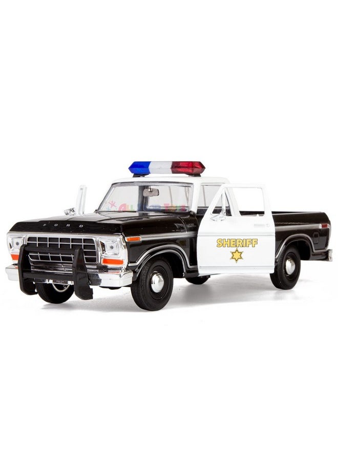 موتورماكس شاحنة فورد F-150 شريف موديل 1979 من Motormax All Star Toys، شاحنة شرطة F150 كلاسيكية بمقياس 1:24، سيارة مصبوبة قابلة للتحصيل، لون أسود، 76986 (شريف)  - Image 3