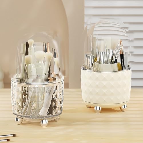 Kuber Industries Pack of 3 Multipurpose Storage Holder | Decorative Crystal Finish Stylish Look | Makeup Brush Holder | Desk Storage Container | YM.6698TS | Transparency Silver - Image 5