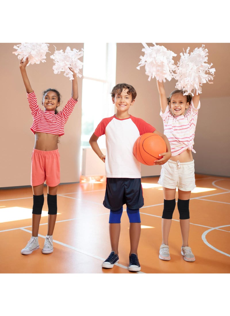 Sweet seven Kids Knee Sleeves - 2 Pairs Child Knee Support for Sports - Basketball, Volleyball, Gymnastics - Black and Blue (Medium)  - Image 3