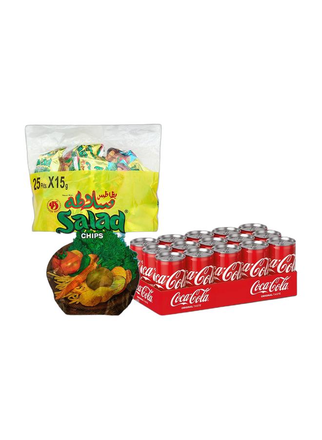 noon Chips Oman Salad Chips 15grams Pack of 25 + Coca Cola Soft Drink Can 15 x 150ml - Image 1