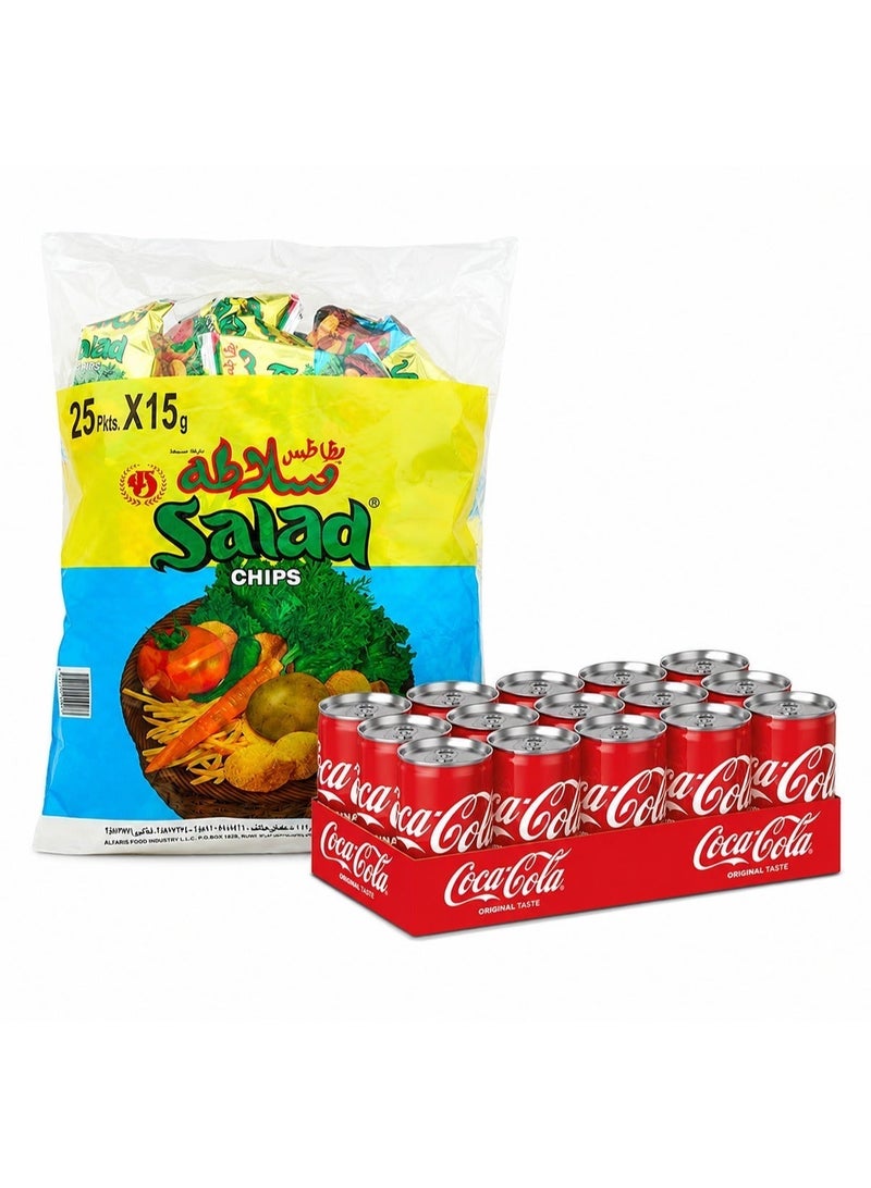 noon Chips Oman Salad Chips 15grams Pack of 25 + Coca Cola Soft Drink Can 15 x 150ml - Image 4