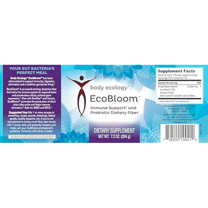 Bodycology Body Ecology EcoBloom Immune Support | Prebiotic Dietary Fiber | Stomach Friendly | 7.2oz Reusable Container Powder - Image 2