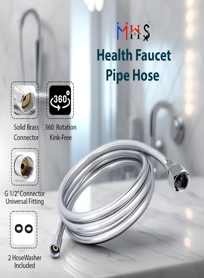 MHS Premium Health Faucet Hose Pipe - Flexible Silver PVC Tube for Bathroom Hand Shower & Faucet | Durable & Leak-Proof | Heavy Duty Brass Fittings | Made in India (2 Meter) - Image 3