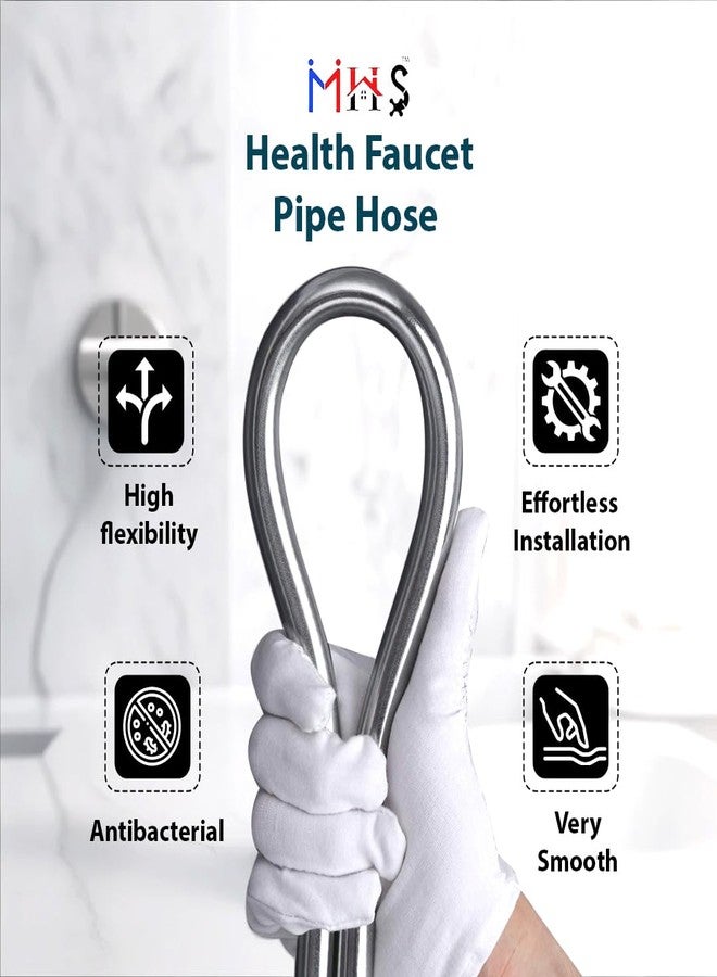 MHS Premium Health Faucet Hose Pipe - Flexible Silver PVC Tube for Bathroom Hand Shower & Faucet | Durable & Leak-Proof | Heavy Duty Brass Fittings | Made in India (2 Meter) - Image 4