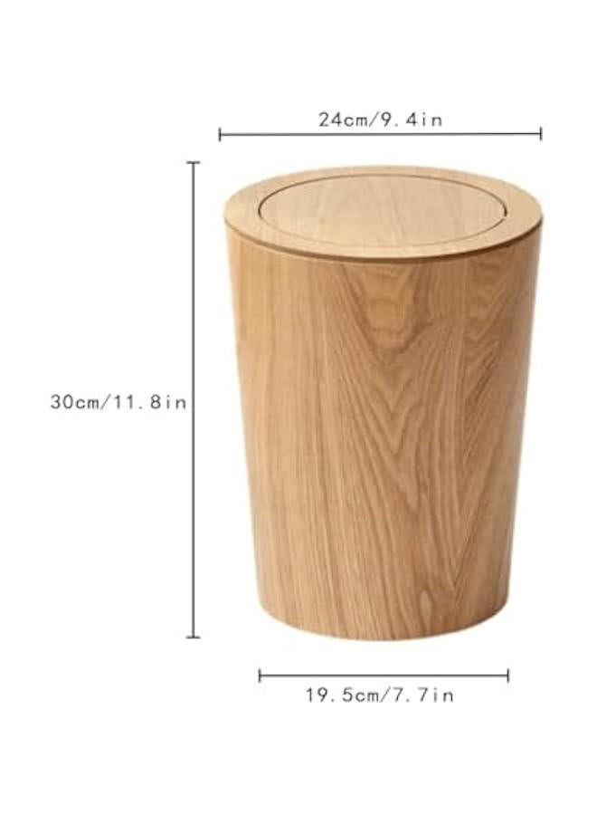 Round Wood Trash Can with Lid, Japanese-Style Natural Wood Garbage Recycling Bin, Wood Waste Bin with Swing Lid, for Bathrooms, Powder Room, Kitchen, Home Office  - Image 2