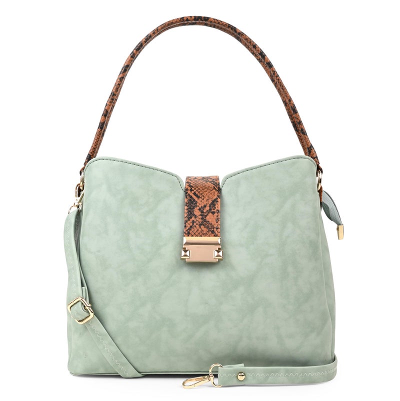 ADISA shoulder bag for women and girls handbag with snake print sling belt (AD4086-GRN) - Image 1