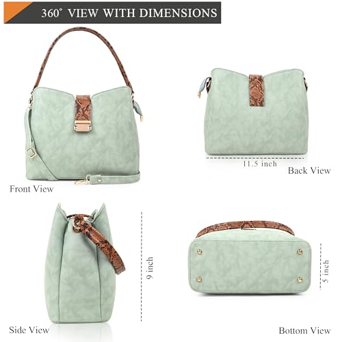 ADISA shoulder bag for women and girls handbag with snake print sling belt (AD4086-GRN) - Image 2