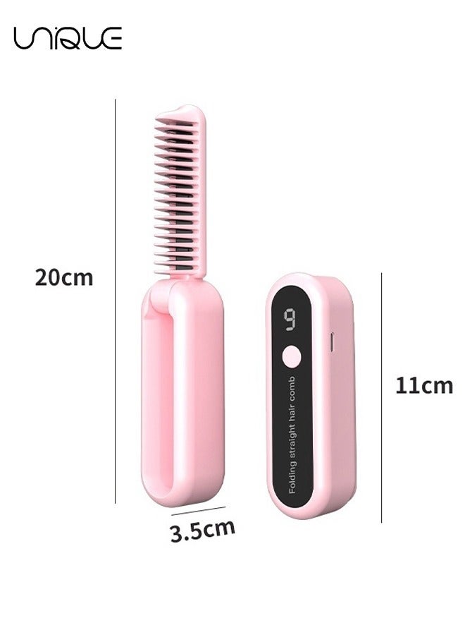 Unique Foldable Cordless Hair Straightener - Small Hair Styling Tool Straightener - Curly Straightening Dual-purpose Rechargeable Portable - 9 Temperature Settings - Suitable for Home Professional Salon - Image 2