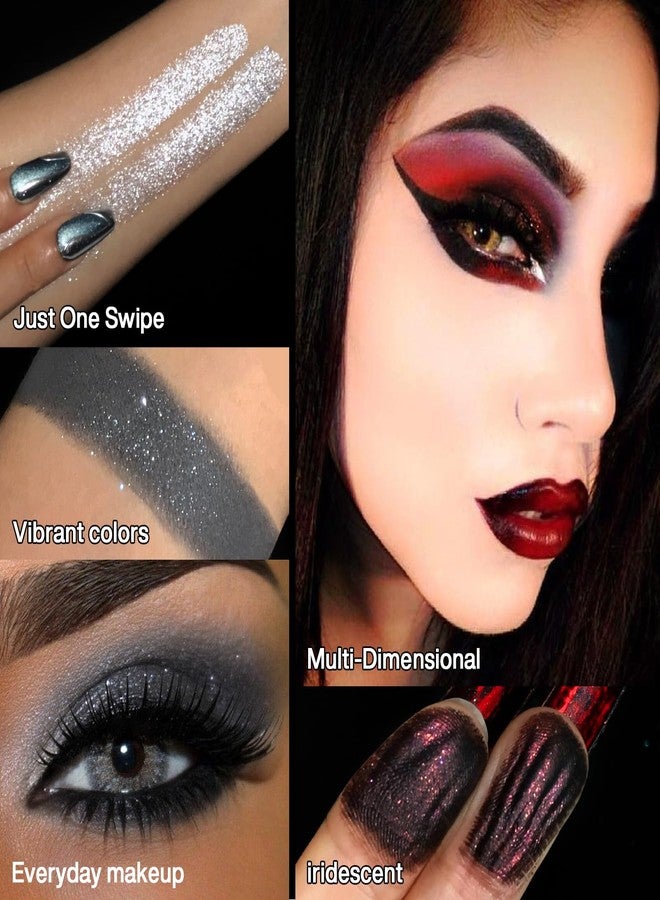 BEUSELF لوحة مكياج غوث باللون الأسود والرمادي والأحمر، لوحة ظلال عيون مدخنة عالية الصبغة باللون الرمادي والفضي والبني غير اللامع، 12 لون طويل الأمد للعيون الداكنة والإيمو والغرنج ومصاصي الدماء للاستخدام اليومي وهالوين، قابلة للدمج. - Image 2