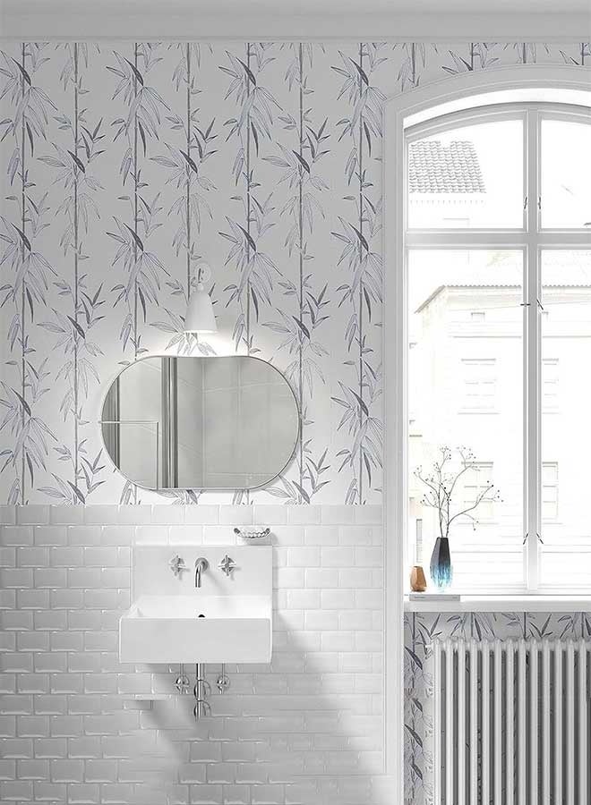 رَوَائِد ورق جدران نباتي لاصق ذاتيًا باللونين الأسود والحليبي، مقاس ‎17.3 × 196.8‎ بوصة، لفة كاملة بتصميم عصري استوائي/أدغال من الفينيل المزخرف على خلفية بيج بيضاء - Image 4