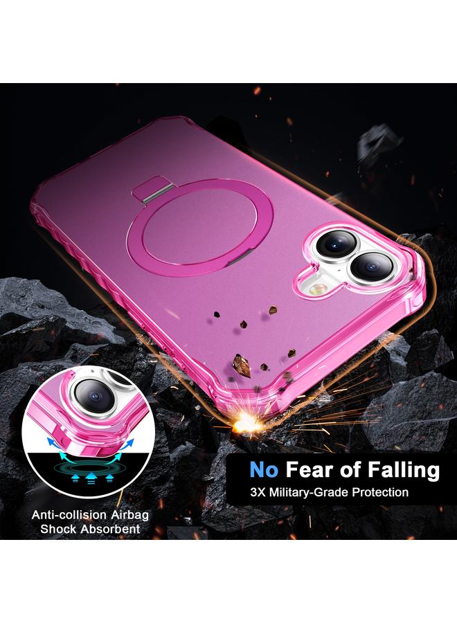 S-TOP Case For iPhone 16 Solid Color Wave MagSafe Holder Phone Case - Image 3