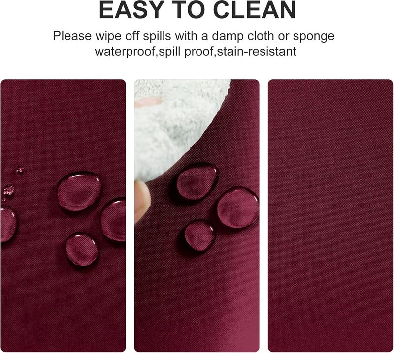 DWCN Wine Red Tablecloth, Round, 160 cm, Stain Protection, Washable Tablecloth, Christmas Tablecloth for Dining Room, Garden, Party, Weddings or Household - Image 2