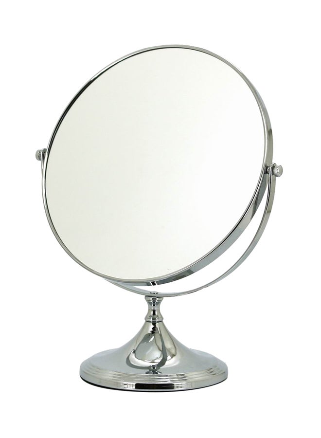 مرآة تجميل صغيرة بوجهين فضي 25بوصة