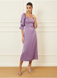 Solid Sweetheart Neck A-Line Midi Dress