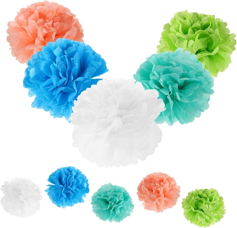 فاليكلود 10 قطعة كرات زهور ورقية وردية بوم بومس لتزيين الحفلات أعياد الميلاد والأعراس - Image 1