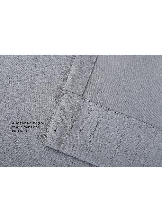 MIUCO Blackout Curtains Room Darkening Curtains Textured Grommet Window Curtains for Living Room 2 Panels 52x84 Inch Long Silver - Image 2