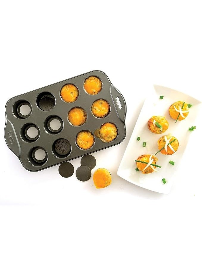 سبيس شوب قوالب كب كيك 12 قالب كيك للخبز، قالب تشيز كيك صغير بقاعدة قابلة للإزالة، صينية كب كيك غير لاصقة، قوالب جيلي حلوة، قالب كيك لحفلات الزفاف وأعياد الميلاد والكريسماس - Image 3