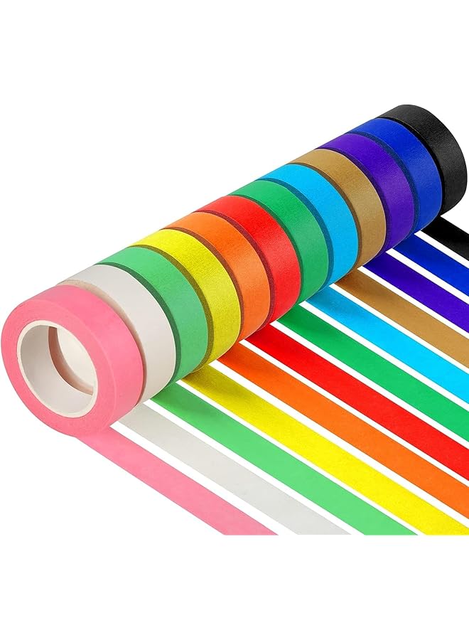 erorex 12Pcs Colored Masking Tape 2.5Cm X 13M Vibrant Rainbow Colored Painters Tape Kids Art Supplies Colored Tape Diy Craft Tape Colored Tape Rolls Colored Painters Tape - Image 1