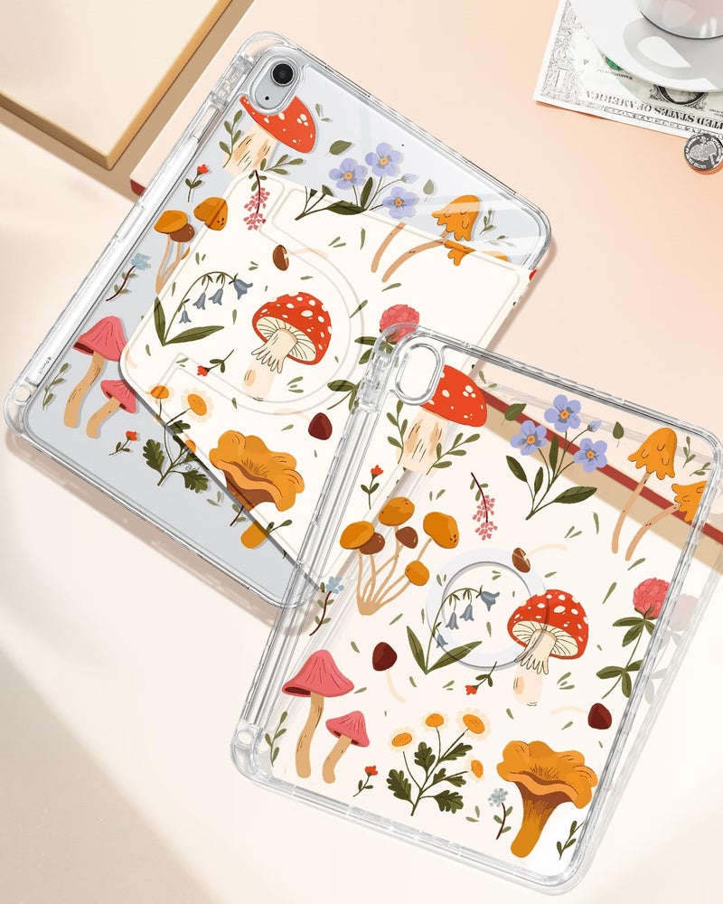 Shorogyt for iPad A16 11th Generation 11 inch 2025 /for i Pad 10th Generation case Magnetic Stand for Women - Cute Design 360 Degree Rotating Covers Girls Aesthetic with Pencil Holder,Mushroom - Image 4