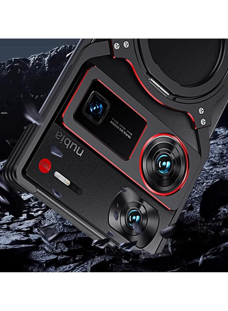 general Metal Bumper Frame for ZTE Nubia Z60 Ultra,Shockproof Cooling Phone Case,Aluminum Alloy Metal Bumper Frame Protective Cover with Lens Protection and Magnetic Stand - Image 1