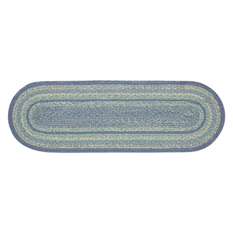 VHC Brands Jolie Farmhouse 12"x36" Table Runner Blue Textured Jute Striped Oval Kitchen Table Decor - Image 4