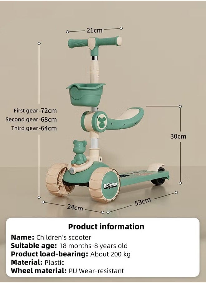MIXDE 3 In 1 Adjustable Height And Foldable Kick Scooters With Removable Seat, Kick Scooter 2-12 Years  - Image 4