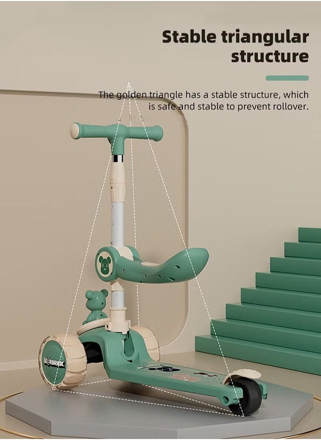 MIXDE 3 In 1 Adjustable Height And Foldable Kick Scooters With Removable Seat, Kick Scooter 2-12 Years  - Image 3
