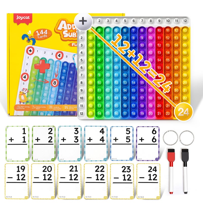 JoyCat Addition and Subtraction Flash Cards with Addition Toy144 Flashcards for Pre K1st2nd3rd 4th GradeMath Manipulatives Tools for Homeschool Classroom Travelwith Workbook Markers Rings - Image 3