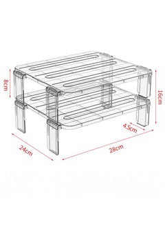 Bluejw Stackable Organizer Holder For Fridge,Cabinet Shelf,Kitchen Pantry Organization And Storage,Plastic Layered Racks,Stackable Refrigerator Tiered Shelf  - Image 1