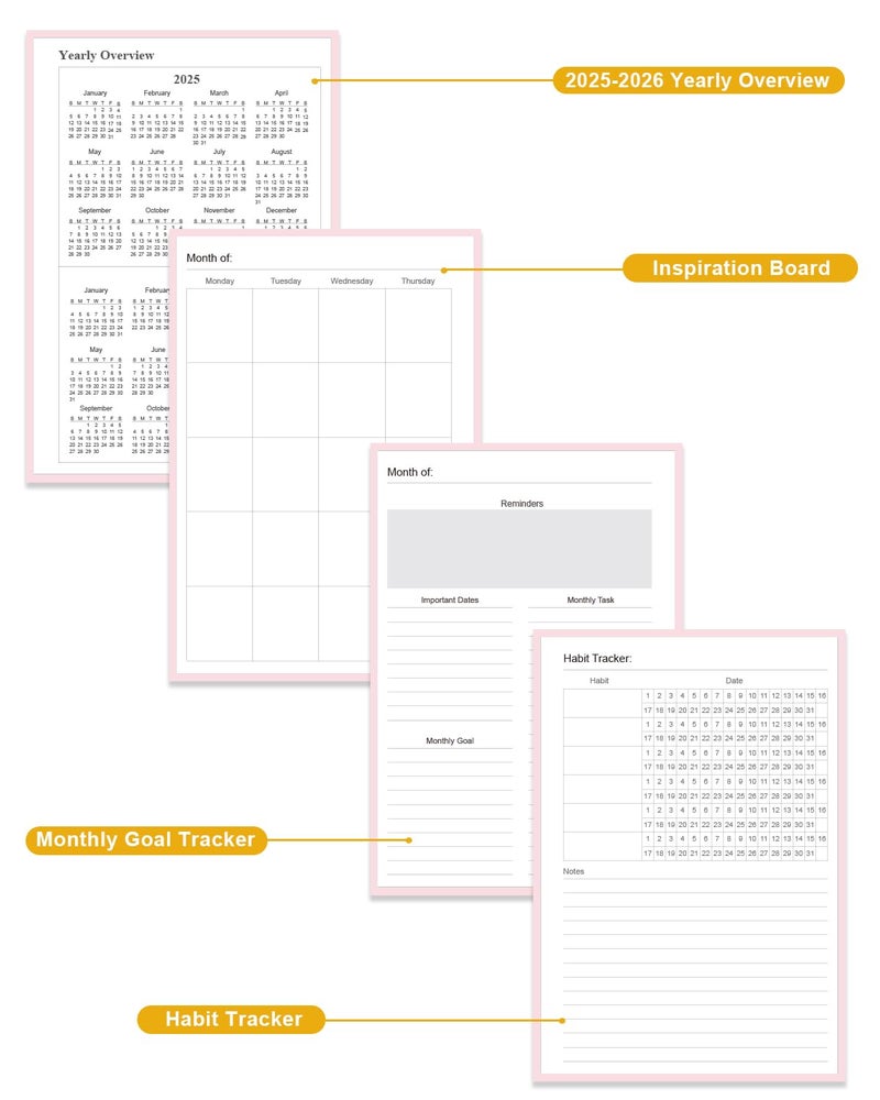 Tuun Fuplan Academic Planner for 2026 or Anytime â€“ A5 Undated Weekly Student Planner For Homeschool, High School, College & Nursing Students, 200 Pages, 5.8" x 8.5", Pink - Image 5