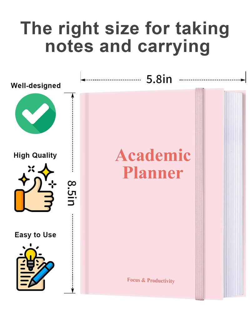 Tuun Fuplan Academic Planner for 2026 or Anytime â€“ A5 Undated Weekly Student Planner For Homeschool, High School, College & Nursing Students, 200 Pages, 5.8" x 8.5", Pink - Image 2