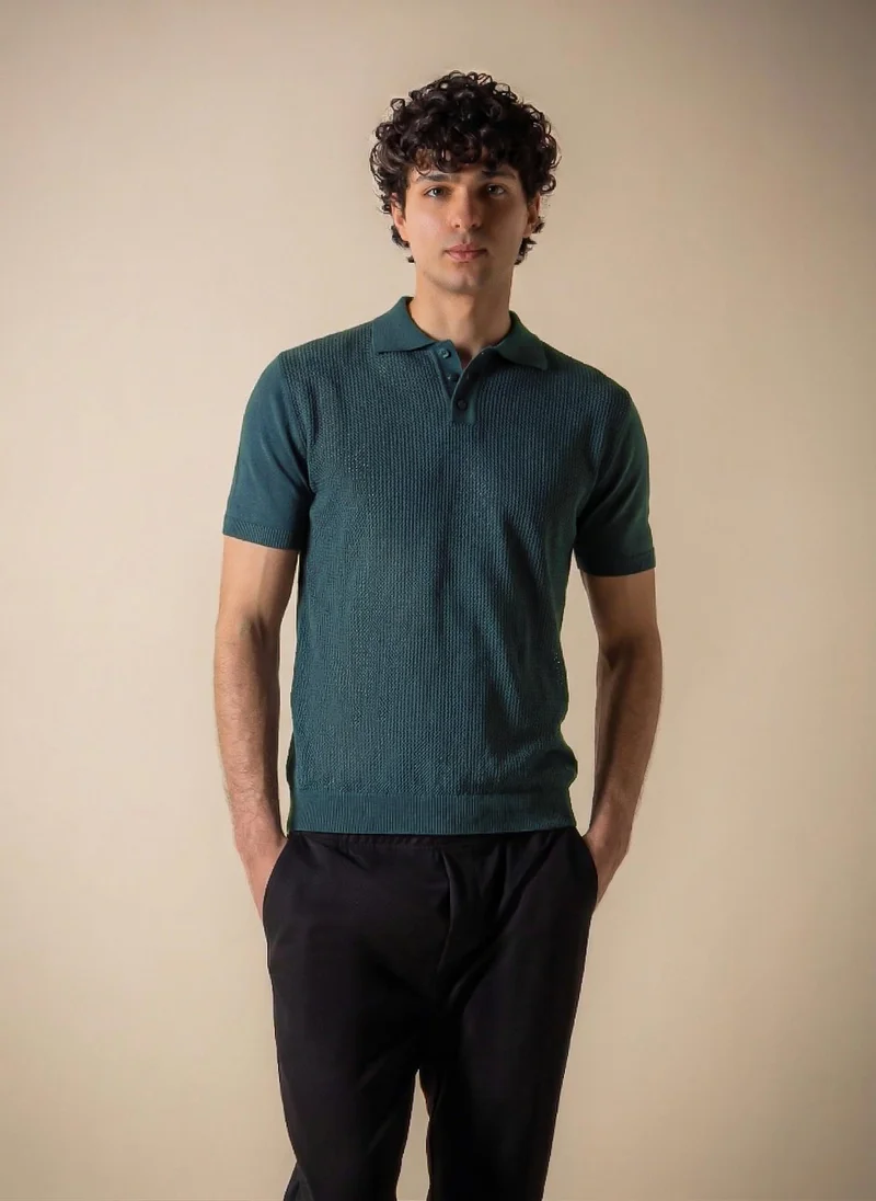 SHAPES KNITTED SLIM POLO SHIRT