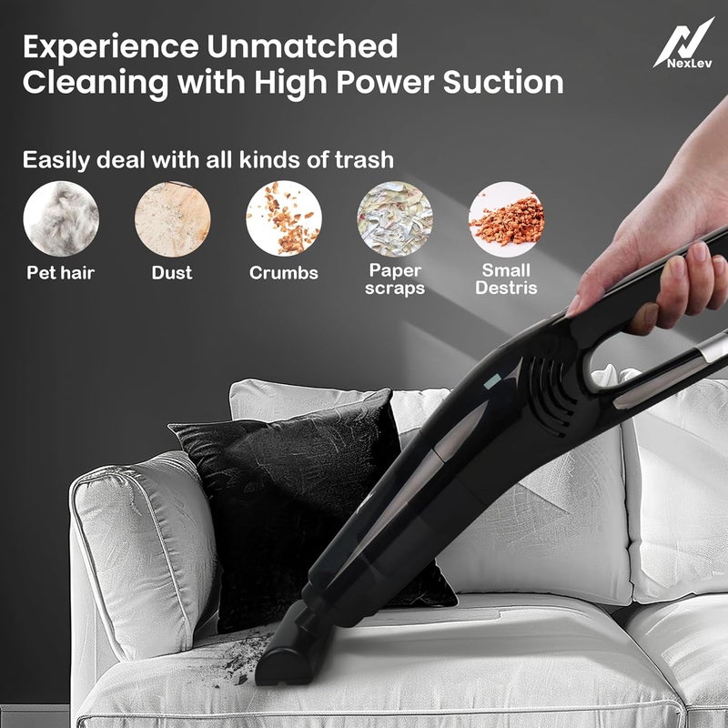 NexLev Cordless Vacuum CleanerHEPA with Stainless Steel Cover6000 mAhCopper Motor Rechargeable Type CIdeal for Home Office Car UseCompact PortableDust Pet Hair Remover3 AttachmentVC02 - Image 2